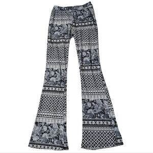 Hot Kiss Black & White Boho Flare Pants